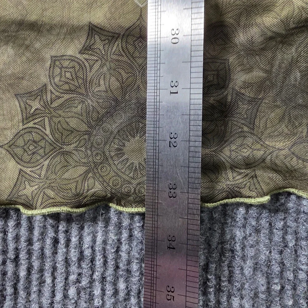 Olive Green Mandala Paisley Mesh Maxi Skirt Lettuce Edge Boho Size XS/S